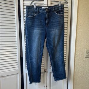 Dark Blue Ankle Crop Jeans